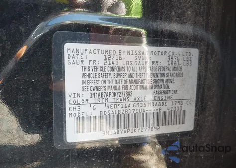 2019 Nissan Sentra S z USA, uszkodzony, nr VIN 3N1AB7AP0KY277892